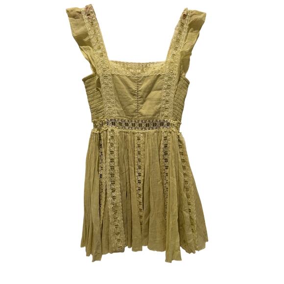 Free People FP One Verona Mini Dress SZM Lace Square Neck Romantic Yellow - Picture 4 of 10